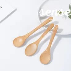 Kit 3 Peças Colheres Bambu 13CM Para Açúcar Café Sal Café Chá De Compota De Mostarda Sorvete