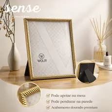 Porta-Retrato Dourado 10x15cm/15x20 cm para Foto | Moldura Decorativa de Mesa e Parede