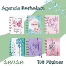 Agenda Borboleta Pequena Espiral Notebook Fofo Escolar Planejador 6 Cores