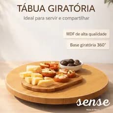 Tábua Giratória MDF 360° Redonda Prato Giratório para Servir Mesa Cozinha Café Organização