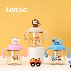 Garrafa De Bico De Silicone Com Desenhos Infantil Com Canudo Não Derrama Capacidade 350ml