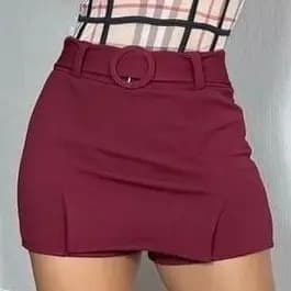 Shortsaia Feminino Shorts em Crepe Cinto Forrado Fenda Lateral m ao extra