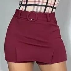 Shortsaia Feminino Shorts em Crepe Cinto Forrado Fenda Lateral m ao extra