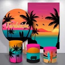 Capas de Festa Aniversario Decoração Tardezinha Praia Piscina Capas Sublimadas Peças Avulsas e Kit
