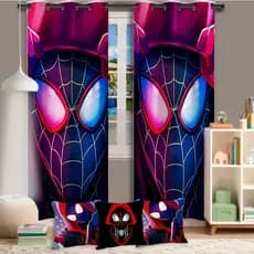 Cortina Oxford 3.00x2.20 avulsa ou Cortina e 3 Almofadas Spaider Aranha Decoração Para Quarto Infantil