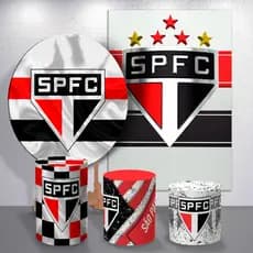 Painel Festa Paulino Futebol Tricolor Time Capas Sublimada Redondo Retangular Trio De Cilindros