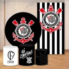Painel Festa Futebol Timão Capas Trio Cilindro Decoração Aniversário Kit ou Avulsas