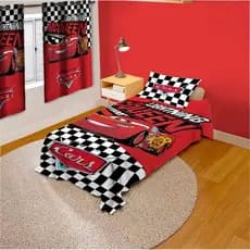 Cortina e Cobre Leito para Quarto Menino, Tema Carros de Corrida, Kit ou Peças Avulsas Katchau