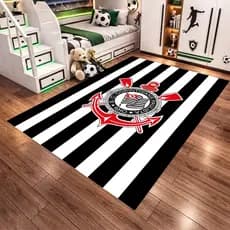 Tapete Futebol Estilo Timao Coringao Antiderrapante Grande Retangular Quarto Menino