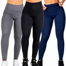 Kit 3 Calça Legging Feminina De Academia Zero Transparência Modela O Corpo