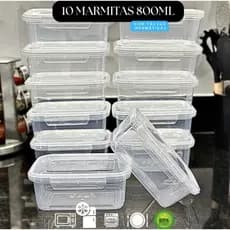 Kit 10 Marmita Potes 750ml com Travas Laterais BPA FREE - Alimentos organizadores de congelador