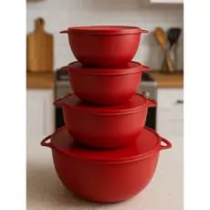 Kit 4 Potes Bowl  Plástico com Tampa – Marmita Cozinha, Freezer, Micro-ondas e Lava-Louças.