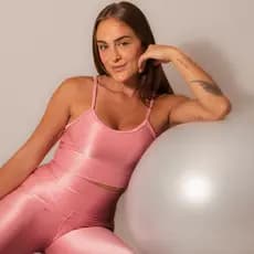 Conjunto Fitness Feminino Top e Legging Canelado Wonder Poliamida