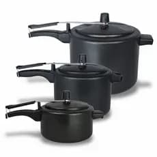 Panela de Pressão Preta Kit c/ 3 Peças Alumínio Cozinha