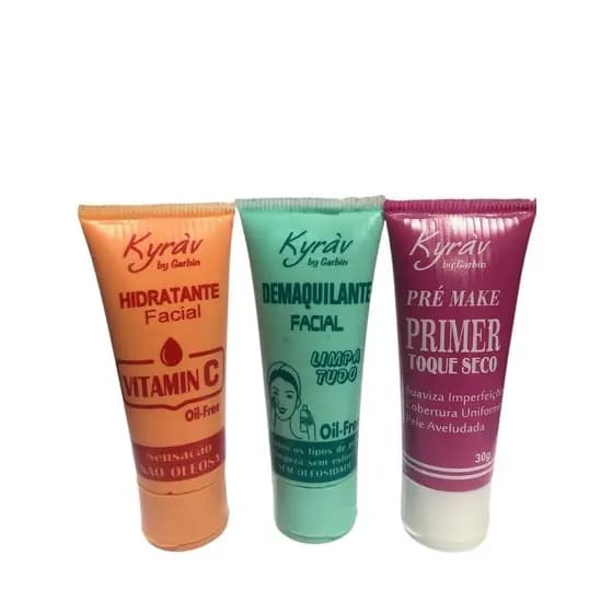 3 Máscaras Faciais Para o Rosto Demaquilante Vitamina C e Primer Cuidados Com a Pele