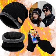 Kit Inverno Touca Gorro de Frio + Gola Forrada + Luva Touch Motoboy - Masculina e Feminina Cachecol