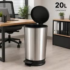 Lixeira Tipo INOX Luxo C/ Pedal E Tampa 10L ou 20 Litros Para Banheiro Escritório Cozinha Quarto
