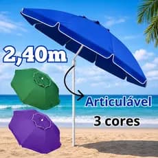 Guarda Sol Gigante Grande 2,40m Ombrelone Articulável C/ Proteção UV Impermeável Sol Praia Piscina