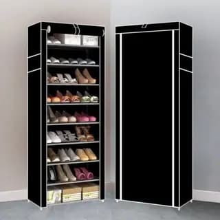 Organizador De Sapatos Com 9 Prateleiras Para Organizar , Chinelos , Roupas , Objetos 24 Pares-Preto
