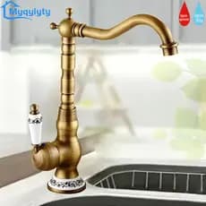 Torneira da série Gourmet para cozinha / banheiro, na cor bronze antigo, com água quente e fria