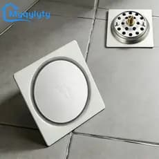 Ralo quadrado de pressão em aço inoxidável, anti-odor inteligente, tamanhos 10/15 cm, ideal para banheiro e cozinha
