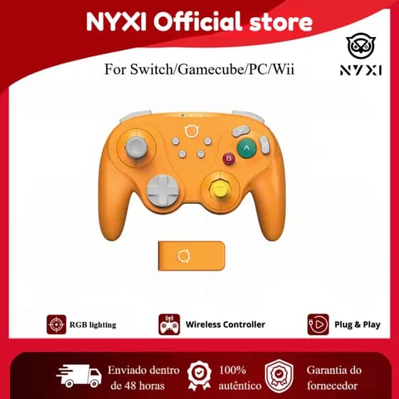 [BEST SELLER] NYXI Guerreiro Controlador De Jogos Bluetooth Orange Wireless Gamepad Para Nintendo Switch Gamecube PC
