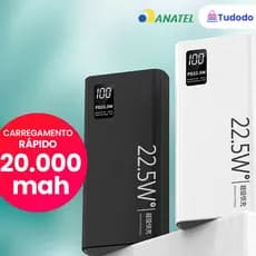 Carregador Portátil Turbo Power Bank 20000mah 22.5W Carregamento Rápido Com Tela Lcd 100% Original