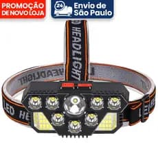 Potente Farol Lanterna Cabeça Testa Capacete Led Holofote Recarregável Camping Pesca Ciclista Bike Potente luz cabeça