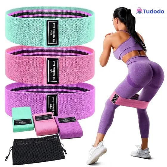 kit 3 Faixas Elástica de Resistência para yoga Pilates Treino Academia Exercício Hip Resistance Bands Para Malhar em