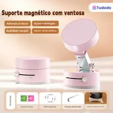 Suporte Veicular Magnético Forte: Vácuo Seguro, Ajuste Articulado 360° e Compatível Universal