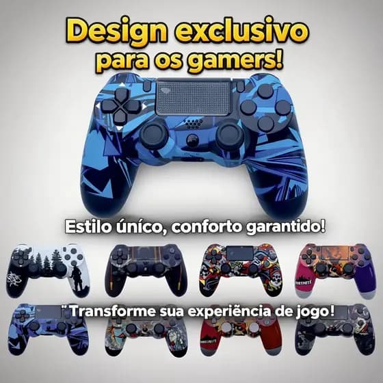 Controle Premium Sem Fio Temático Camuflagem para PS4 com Funções Especiais