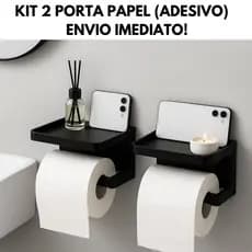 Suporte Metal Reforçado Porta Papel Higienico Preto Com Suporte - ENVIO IMEDIATO