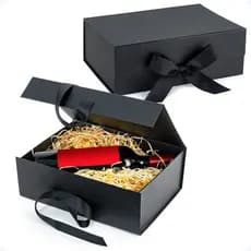 Caixa De Presente Dia Dos Pais Média Rígida 28x21x10cm Laço E Ímã Premium Vinho De Luxo Cartonada