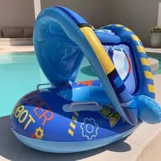 Boia Infantil Com Proteção Solar Cobertura Bote Bebe Piscina