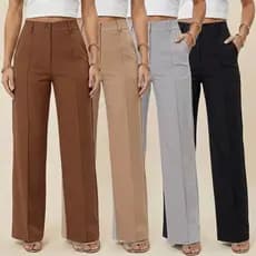 KIT 2 Calcas Alfaiataria Pantalona Social Com Bolso Feminina  PROMOCAO