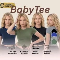 Baby Tee Feminina - Blusa Slim Fit Manga Curta - Blusa de Compressao Baby Tee