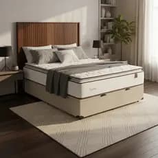 Cama Box Baú com Colchão de Molas Ensacadas Pillow Top Supreme Lux Casal 138cm