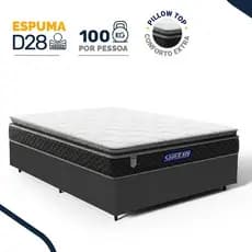 Cama Box com Colchão Gazin de Espuma D28 Pillow Top Ortoblack Casal 138cm