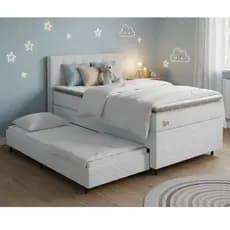 Cama Box com Colchão de Molas Ensacadas Pillow Top Neve + Auxiliar de Espuma Unique Solteiro 88cm