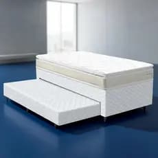 Cama Box com Colchão de Espuma D45 Pillow Top Ortopédico Domo + Auxiliar de Espuma Solteiro 88cm