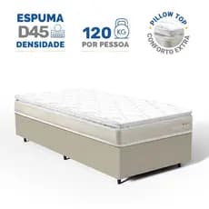 Cama Box com Colchão de Espuma D45 Pillow Top Ortopédico Domo Solteiro 88cm