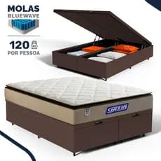 Cama Box Baú com Colchão Gazin de Molas Ensacadas Pillow Top Air Pro Queen 158cm