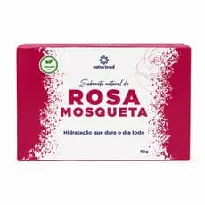 Sabonete Natural Rosa Mosqueta 90g Vegano Hidratante Nativa Brasil Limpeza Facial e Corporal