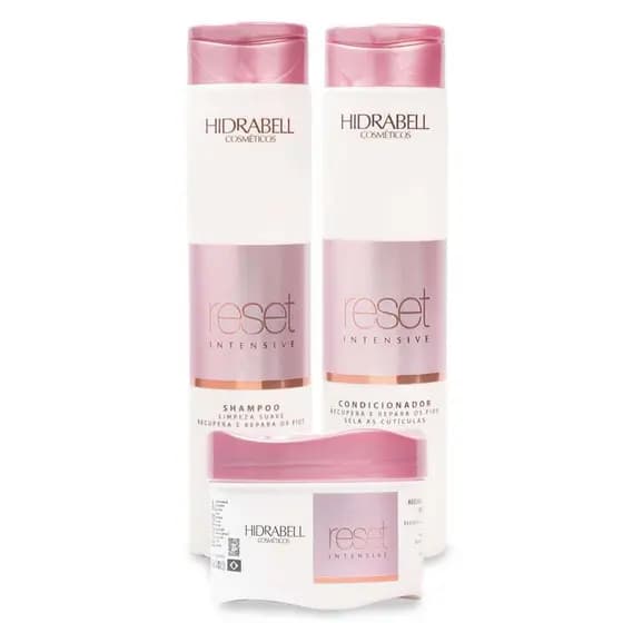 Linha Reset - Hidrabell Cosméticos - Shampoo, condicionador e máscara - Produtos para Cabelo