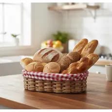Cesta para Pães Amazene e Exiba seus Pães/ Cesta Rústica de Madeira com Forro Xadrez: Perfeita para sua Cozinha