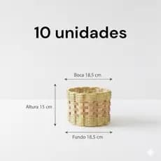 Kit 10 Vaso Cachepo de Madeira Rústica com Fibra Sintética, Atacado/ Vasos Para Corredor de Casamento