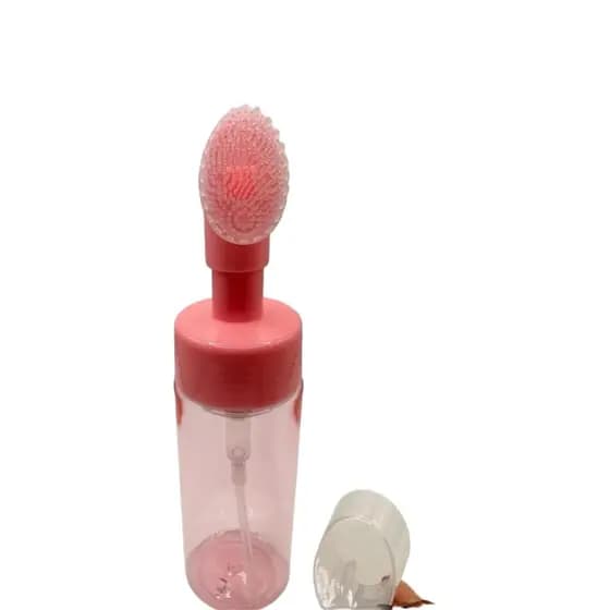 FRASCO PUMP ROSA COM ESCOVA DE SILICONE PARA LIMPEZA FACIAL SKINCARE 100ml (S16)