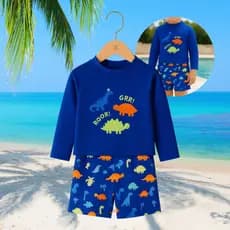 Camisa De Proteção Solar Uv50+ com Sunga Menino Térmica Dinossauro Sunga Infantil