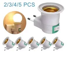 Kit 5 Adaptador Tomada Bocal SoqueteCom Interruptor Liga Desliga Para Lâmpada LED Abajur Extensão Rosca E27