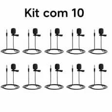 Kit ate 10 Microfone Lapela JH-043 P2 3.5mm Áudio Profissional para Celular Notebook PC